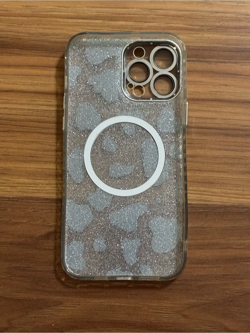 Phone Case with Black Cow Print and Silver Glitter - Compatible Accessories